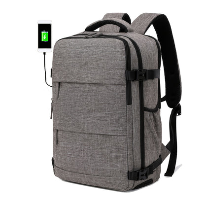 Large Capacity Women'S Travel Backpack with Shoe Compartment, Flight Approved Carry-On, Business Laptop Bag, Polyester Lined, Adjustable Strap, Zipper Closure, Solid White, USB Powered