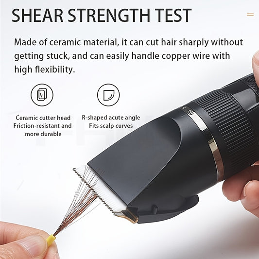 Professional Men's Electric Hair Clipper - Cordless, Adjustable, Rechargeable with LCD Display, USB Charging, for Hair, Face, Beard Trimming - ABS Material