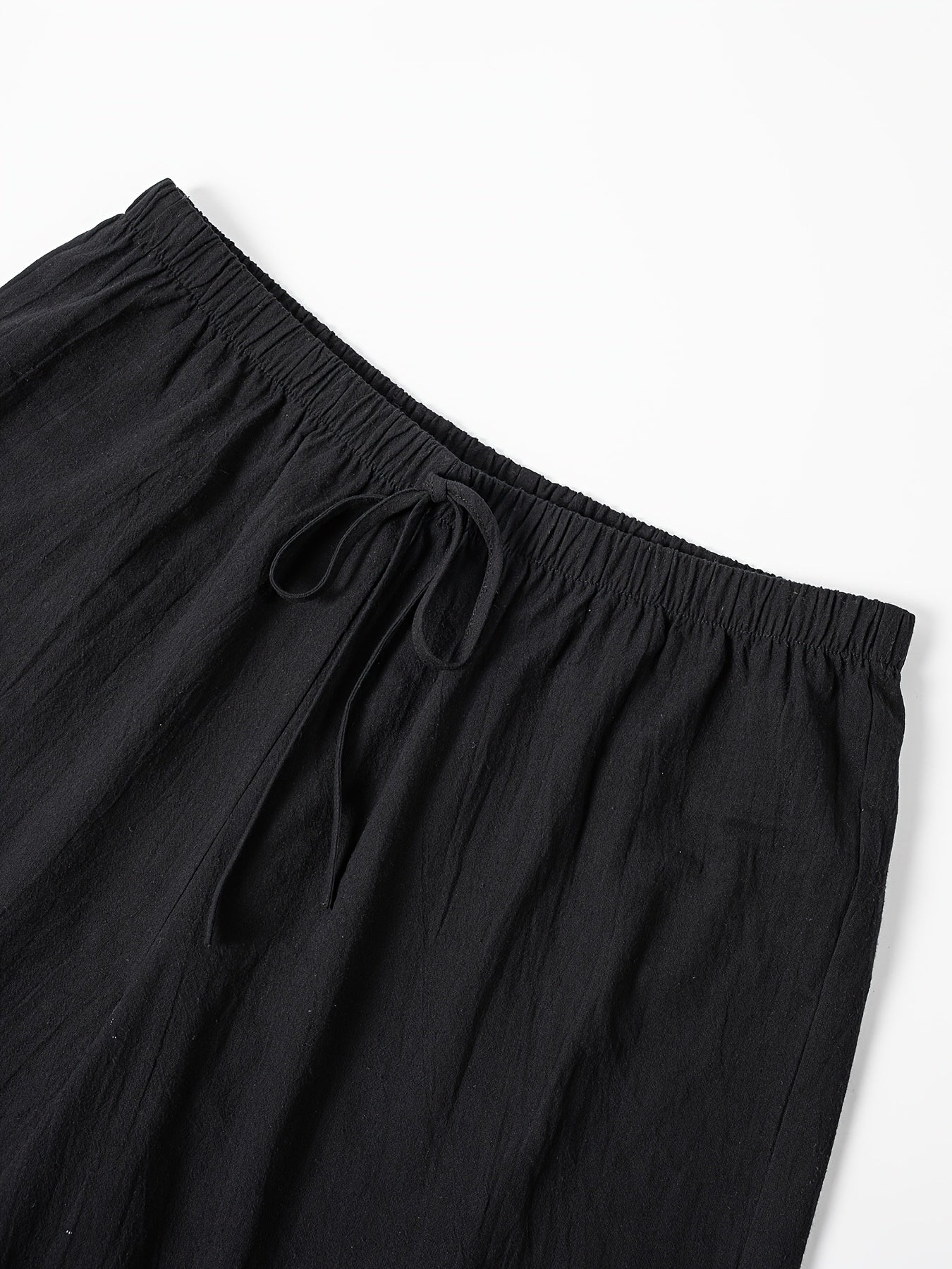 Women's Casual Solid Color Shorts with Faux Drawstring, Polyester, Machine Washable - All Seasons, Beach Pants, Leisure Style, ALL/Global/All