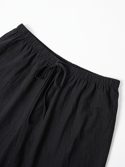 Women's Casual Solid Color Shorts with Faux Drawstring, Polyester, Machine Washable - All Seasons, Beach Pants, Leisure Style, ALL/Global/All