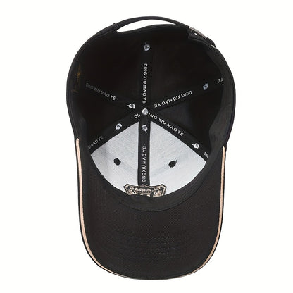 1pc CLAIRS R Embroidered Baseball Cap - Adjustable Lightweight Curved Brim Hat for Men & Women, Black with Golden Logo, Casual Outdoor Wear, Outdoor Headwear|Stylish Baseball Cap|Lightweight Ha