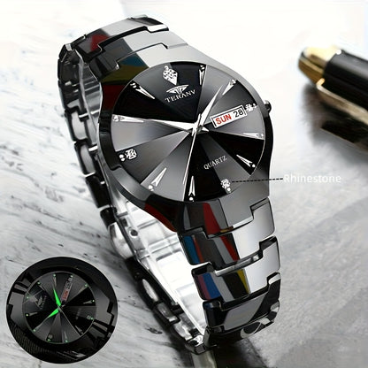 1 New Fashionable Quartz Ladies' Watch with Date Display - Black Dial, Luminous Hands & Markers, Stainless Steel Band, Casual Style, Travel & Business Use, Casual Style Watch | Minimalist Design | Quartz Movement