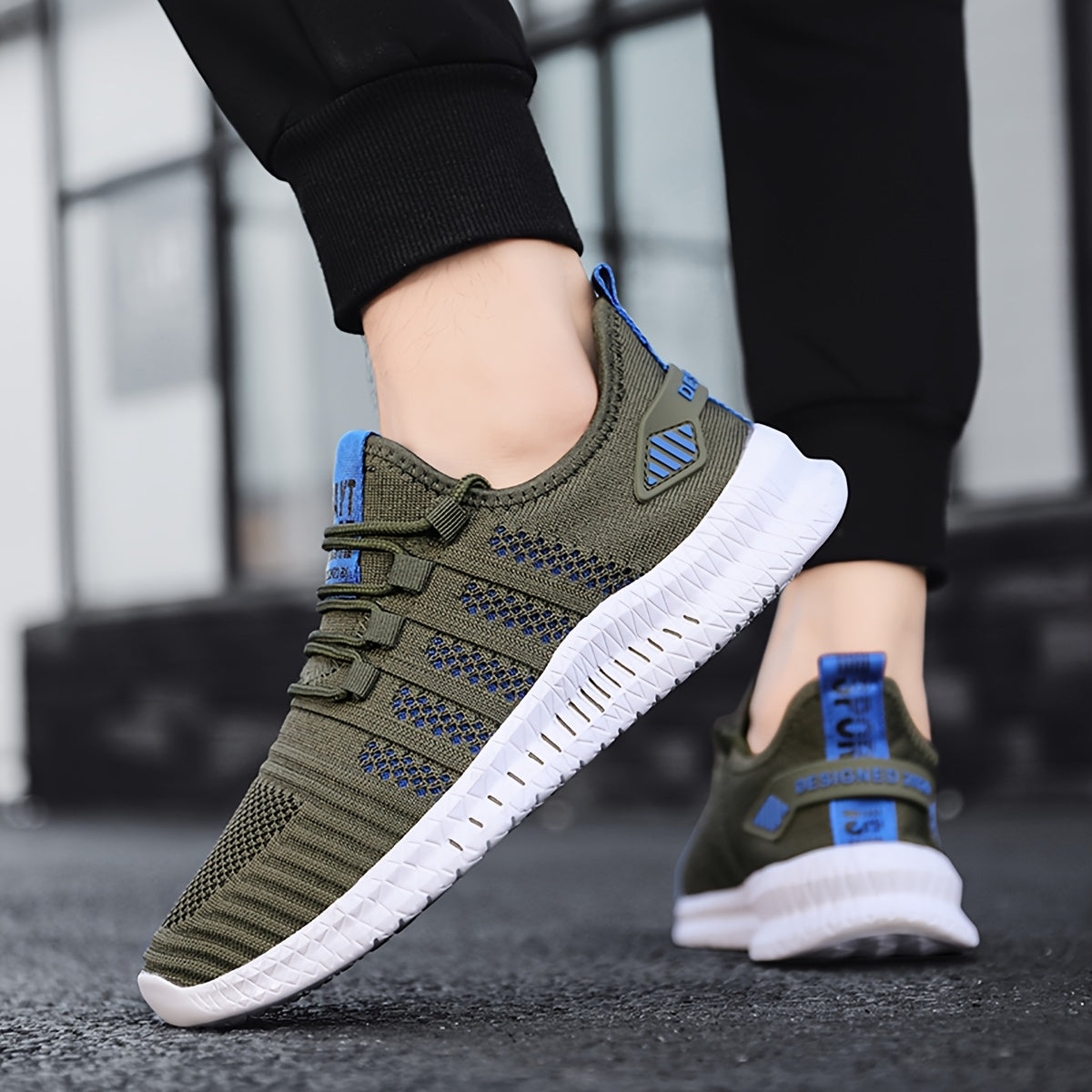 Men'S Breathable Lightweight Tennis Shoes - Sporty Casual Style, Solid Color & Stripe Pattern, All-Season for Hiking, Daily Wear & Ball Games, Lace-Up Design, Low-Top Fabric Upper & Lining, EVA Sole, Fabric Insole