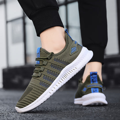 Men'S Breathable Lightweight Tennis Shoes - Sporty Casual Style, Solid Color & Stripe Pattern, All-Season for Hiking, Daily Wear & Ball Games, Lace-Up Design, Low-Top Fabric Upper & Lining, EVA Sole, Fabric Insole