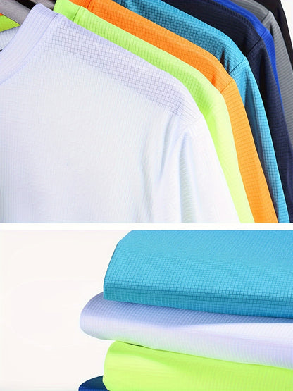 Men's Lightweight Sports T-Shirt - 100% Polyester, Moisture-Wicking, Breathable, Smooth Fabric, Round Neck, Short Sleeve, for Sports, Training, Casual, Party, Beach, Night Out - Unisex-Adult