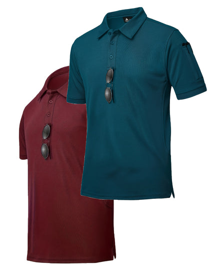 2pcs Men's Casual Shirts - Breathable, Stretch Fabric with Button Detail, Summer Wear, Men's Shirts