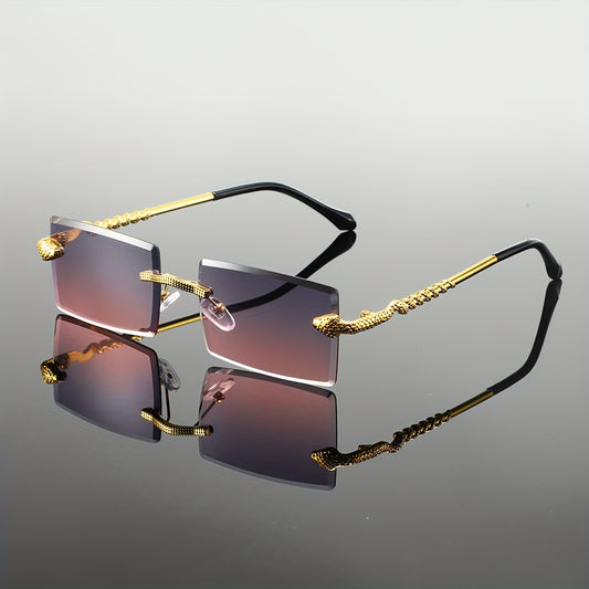 Stylish Unisex Frameless Fashion Glasses with PC Lens & Metal Frame - Rectangular Fashion Eyewear for Women & Men, Perfect for Weddings, Parties, Photography, Shopping, Party Accessories, Chic Eyewear, Elegant Design, Wedding