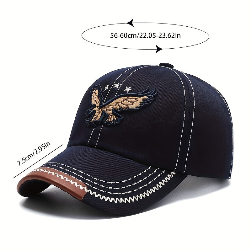 1pc Men'S Stylish Eagle Embroidery Baseball Cap - Adjustable Size, Casual Streetwear, Sun-Protective, Perfect for Outdoor Sports, Golf, and Gifts, Casual Headwear | Stylish Headgear | Adjustable