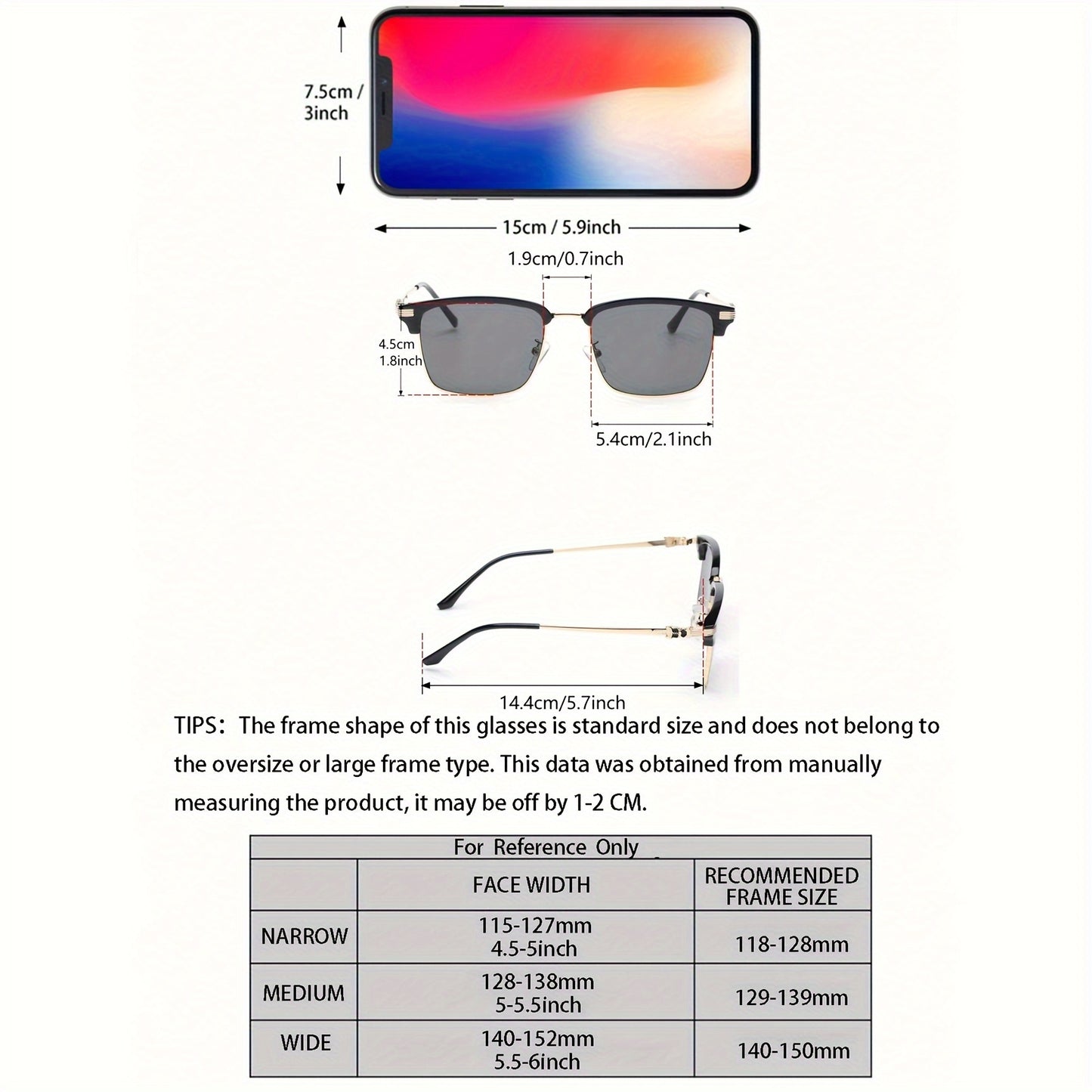 1pc Men's fashionable classic semi frameless box fashion glasses