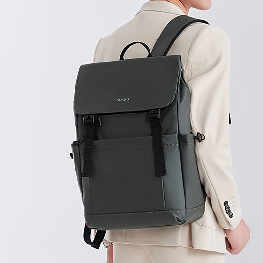 Business Travel Backpack | Men'S Stylish Black & Gray-Green Large-Capacity Backpack with Dry Wet Separation | Perfect for Business Trips, Gym, Swim & Short Stays | Durable Commuter Backpack for Work, School, and Travel | 60-I