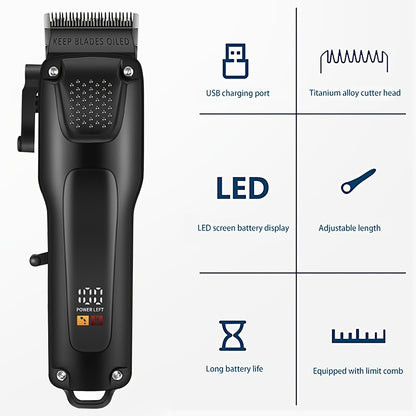 Men's Hair Clipper Set, Digital Display Rechargeable Hairdresser with USB Port, ABS Body, Professional Haircutting Kit, Bathroom Supplies Bathroom Haircutting Tool Set Shaving Razor Set Ideal Gift for Fathers, Holiday Gift