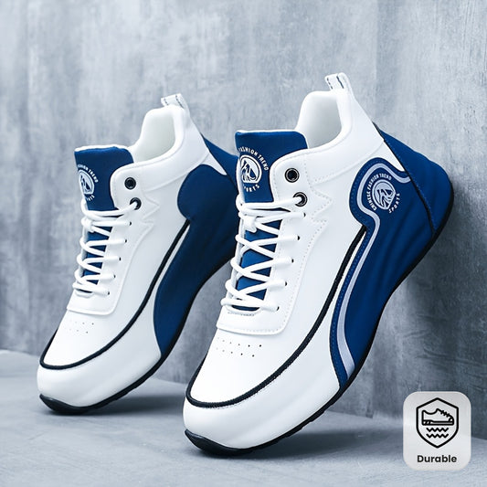 Men'S Fashion Classic Sneakers, Low Top Lace-up Athletic Shoes, Shock Absorbing Breathable Running Shoes, Durable Thick Sole Skateboard Shoes, Solid Color Graphic Design, Round Toe, Faux Upper/Sole, Fabric Inner, EVA Insole f