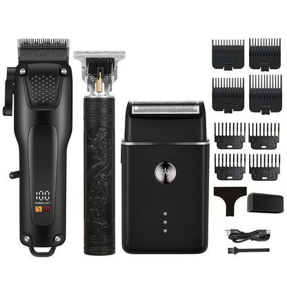 Men's Hair Clipper Set, Digital Display Rechargeable Hairdresser with USB Port, ABS Body, Professional Haircutting Kit, Bathroom Supplies Bathroom Haircutting Tool Set Shaving Razor Set Ideal Gift for Fathers, Holiday Gift