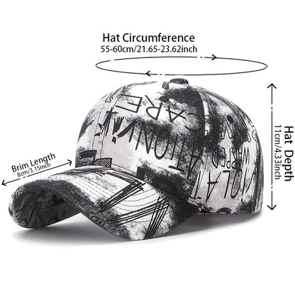 Graffiti Floral Fabric Baseball Cap for Both Men And Women, a Trendy Streetwear Sunshade Hat.