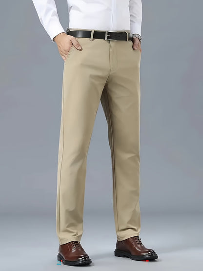 Men'S Classic Black Dress Pants - Stretchy Polyester, All-Season Comfort Fit, Regular Length, Solid Color, Allseason Pants | Stylish Dress Pants | Comfortable Fit Pants