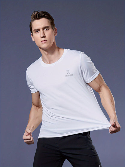 Men's Ultra-Thin T-Shirt with Round Neck, Lightweight and Breathable Performance Running Top for Gym Workouts