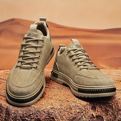 Men'S All-Season Low Top Sneakers, Solid Color, Non-Slip Durable Sports Casual Shoes, Breathable Fabric Lining, Round Toe, Lace-Up Closure, Faux Upper, PVC Sole, Cloth Insole - Versatile for Casual & Sports Use
