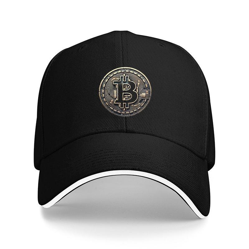 [Արկածային պատրաստ] Կարգավորվող Bitcoin լոգոտիպով բեյսբոլի գլխարկ - Թեթև, փափուկ պոլիեսթերային հայրիկի գլխարկ սպիտակ շեշտադրումներով, իդեալական է բացօթյա գործունեության համար, հարմար, արտաքին գլխարկ | Նրբագեղ գլխարկի դիզայն | Երկարակյաց գլխարկ
