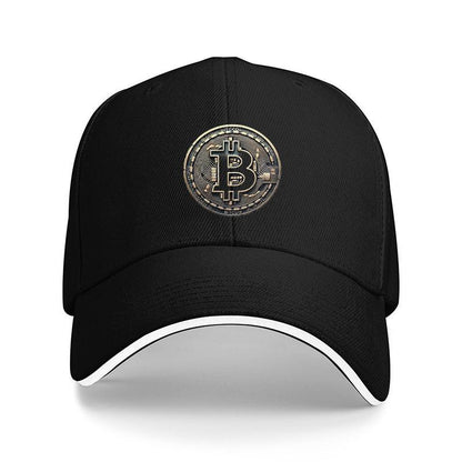 [Արկածային պատրաստ] Կարգավորվող Bitcoin լոգոտիպով բեյսբոլի գլխարկ - Թեթև, փափուկ պոլիեսթերային հայրիկի գլխարկ սպիտակ շեշտադրումներով, իդեալական է բացօթյա գործունեության համար, հարմար, արտաքին գլխարկ | Նրբագեղ գլխարկի դիզայն | Երկարակյաց գլխարկ