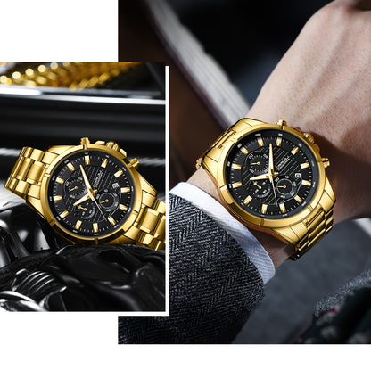 CRRJU Men's Watch Fashion Luxury Multifunctional Stainless Steel Quartz Watch