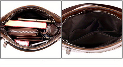 2pcs/set Men's Simple Business Shoulder Bag Crossbody Bag Portable Zipper Clutch Bag Gift For Men Father's Day Gift