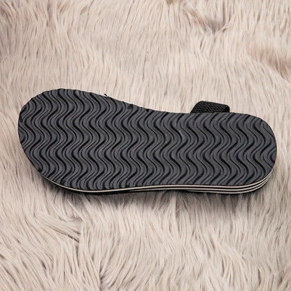 Women's Summer Wedge Sandals | Black Fabric with White Stripes | Elastic Ankle Strap & Open Toe Design | Comfortable EVA Sole | Casual Beach Footwear for All-Day Wear, Ladies Sandals