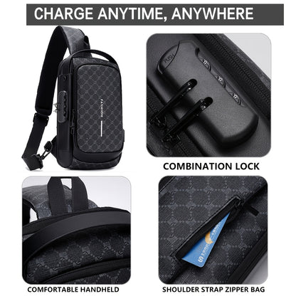 Elegant Black Crossbody Bag with Adjustable Strap, Anti-Theft Zipper Closure, and Polyester Lining - Stylish Chest Bag for Men and Women, Secure Travel Bag|Patterned Chest Bag|Durable Zipper Closure
