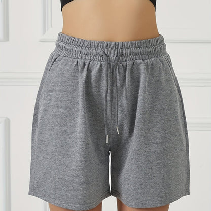 Summer Women'S Casual Shorts with Two Pockets, Drawstring Waist, Suitable for Running, Yoga, And Workouts, Loose And Comfortable, Five-Point Length.