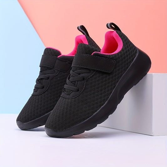 Girls' Fashionable Mesh Running Footwear, Casual Athletic Style, 28-40 Sizes, Magenta Accent, EVA Sole, PU Insole, for Spring/Fall