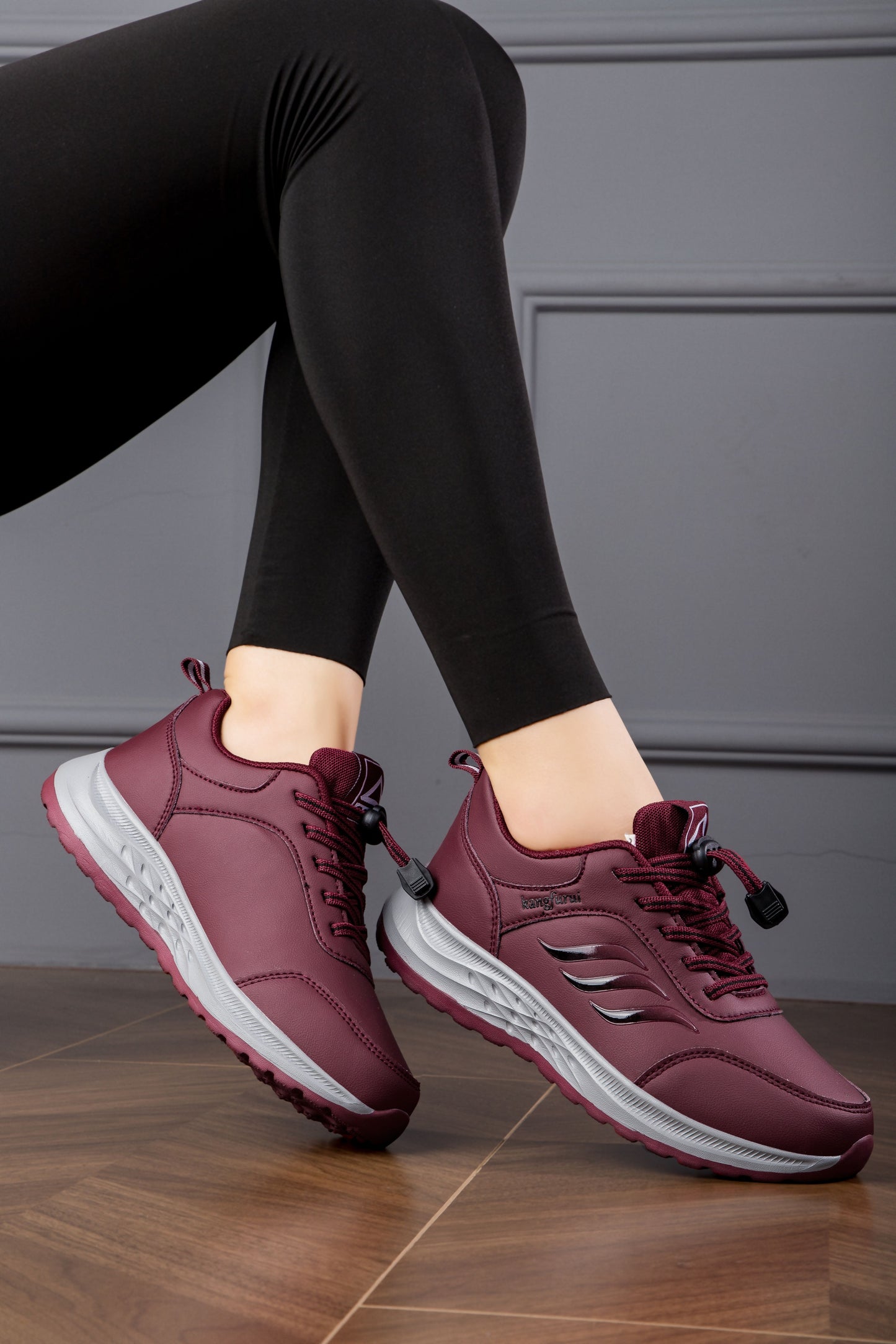 Women's Drawstring Sports Shoes, Waterproof Anti-slip Low Top Running Sneakers, Outdoor Gym Jogging Trainers