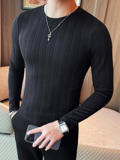 Men's Slim-Fit Long Sleeve T-Shirt - Casual & Stylish, Perfect for Fall/Winter, Machine Washable