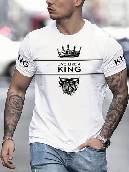 Men'S Casual Round Neck T-shirt, 100% Polyester Knit Fabric, Regular Fit, with 3D Number Print Stripe Contrast and K Letter Design, Suitable for Summer Sports Style T-shirt