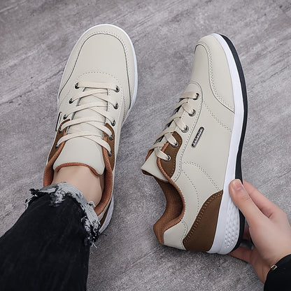 FAYWELLME Unisex Casual սպորտային կոշիկներ, շնչող ցածր վերևից ժանյակավոր սպորտային կոշիկներ, MD ներբանով միաձույլ գույնի բոլոր սեզոնային վազքի կոշիկներ, թեթև գործվածքից վերնամասը սև և արևագույն, հարմարավետ բարձիկ առօրյա հագուստի համար, ամենօրյա կոշիկներ