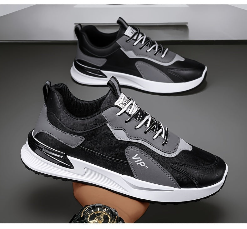 Men'S Casual Sneakers - Low Top, Lace-Up, All-Season Athletic Shoes with "VIP" Patch, White & Gray, Stylish Running & Hiking Boots, Casual Footwear | Modern Casual Sneakers | Durable Footwear