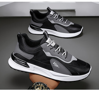 Men'S Casual Sneakers - Low Top, Lace-Up, All-Season Athletic Shoes with "VIP" Patch, White & Gray, Stylish Running & Hiking Boots, Casual Footwear | Modern Casual Sneakers | Durable Footwear