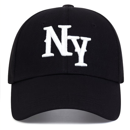 NY Embroidered Baseball Cap - Adjustable Snapback Hat for Men & Women, Lightweight & Breathable, Black with White NYS Sports Design, Casual Fashion Accessory, Baseball Hat, Sporty Headwear