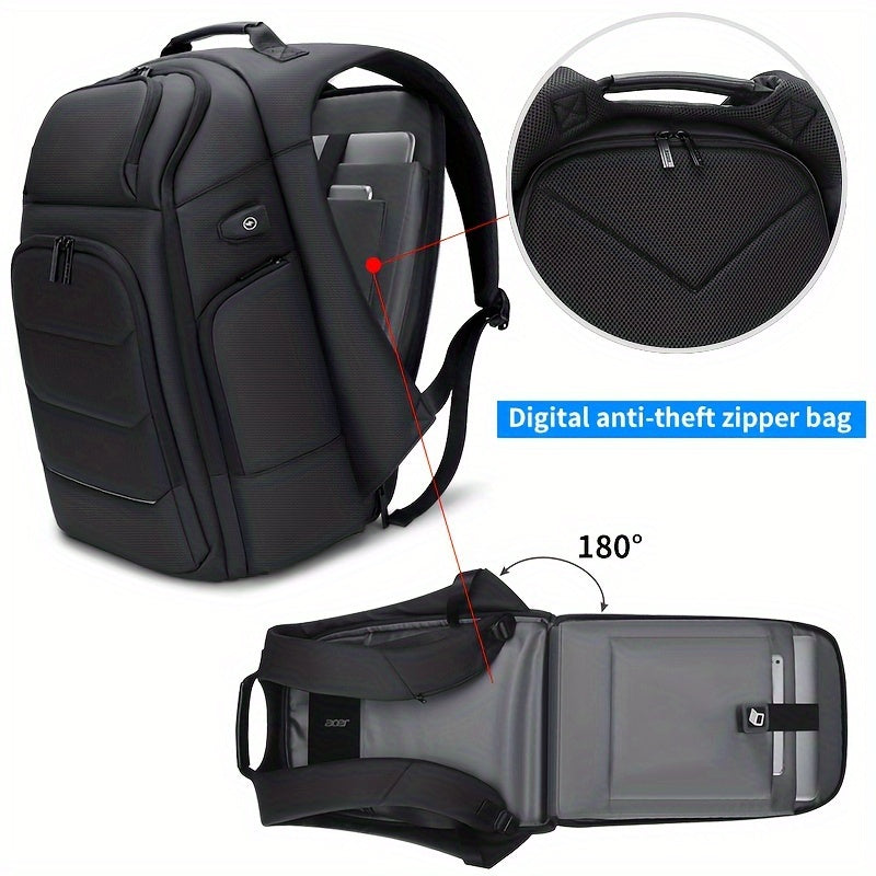 FENRUIEN Men'S Large Capacity Expandable Backpack with USB Charging, 39.62cm Laptop Bag, Durable Oxford Fabric, Multiple Compartments for Travel and Business Use, Travel Backpack | Minimalist Backpack | Durable Zippers, Lapto