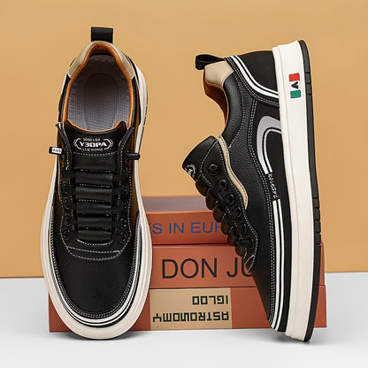 FC06 Men'S Casual Sneakers - Black & White Low-Top Lace-Up Shoes with Italian Flag Design, Faux Cover Upper, Cushioned PVC Sole, Breathable Fabric Lining for All-Season Comfort, Everyday Footwear, Modern Sneakers, Fabric Line