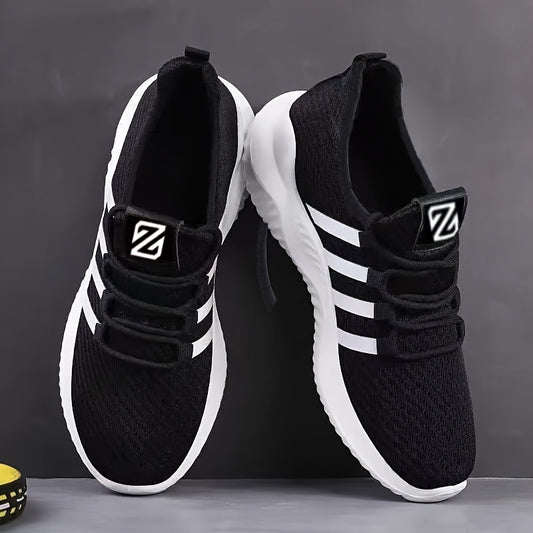 Men'S Fashion Sneakers - Solid Color, Low Top, Lace-Up, Fabric Upper & Inner, PVC Sole, Fabric Insole - Casual Athletic Shoes for All
