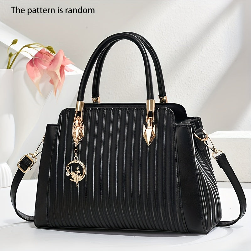 Women's Elegant Convertible Handbag - Large Capacity Purse with Detachable Strap, Golden-Tone Hardware, Zipper Closure - Everyday & Formal Bag for Women - Gift for Her (INCK KMCRK), Ladies Handbags, Travel Tote, Chic Accessor