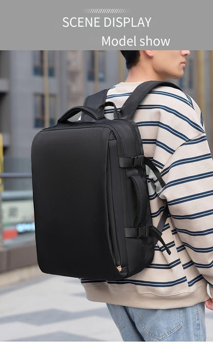 Men's Professional Laptop Backpack - Large Capacity Business Backpack with 39.62cm Laptop Compartment, Heavy-Duty Zipper Closure, Padded Shoulder Straps - Sleek Black Backpack for Office, Travel, Meetings - Durable Carry-On B