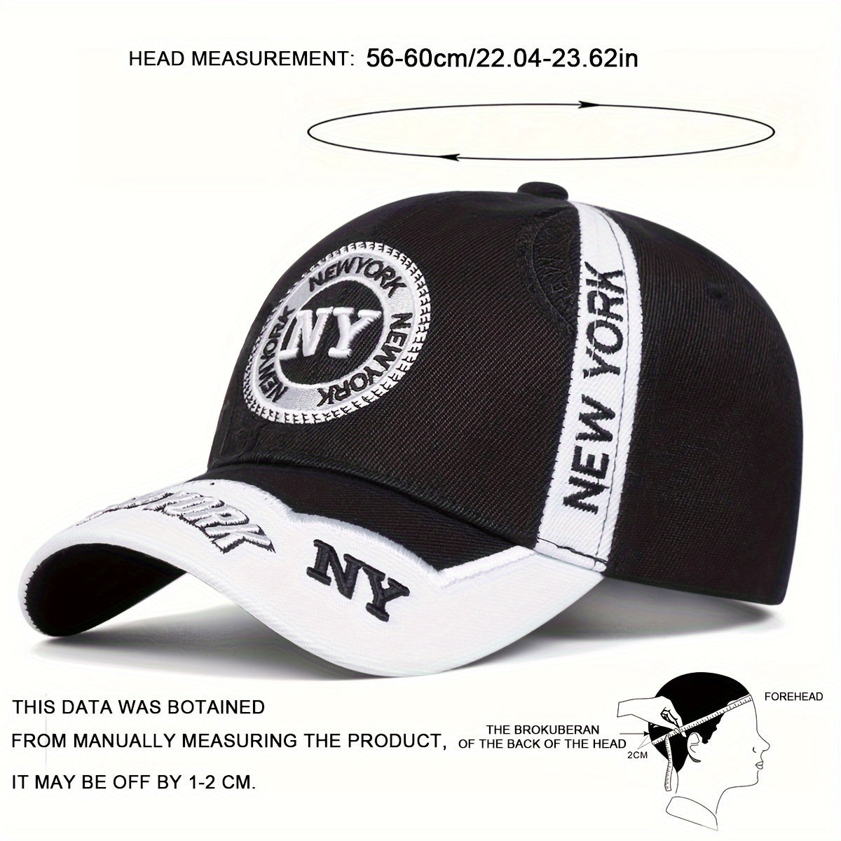 1pc Men's NY Letter Stitching Baseball Cap Outdoor Adjustable Sun Protection Casual Hat Suitable for Spring and Autumn Travel and Beach Party