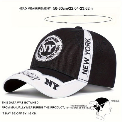 1pc Men's NY Letter Stitching Baseball Cap Outdoor Adjustable Sun Protection Casual Hat Suitable for Spring and Autumn Travel and Beach Party
