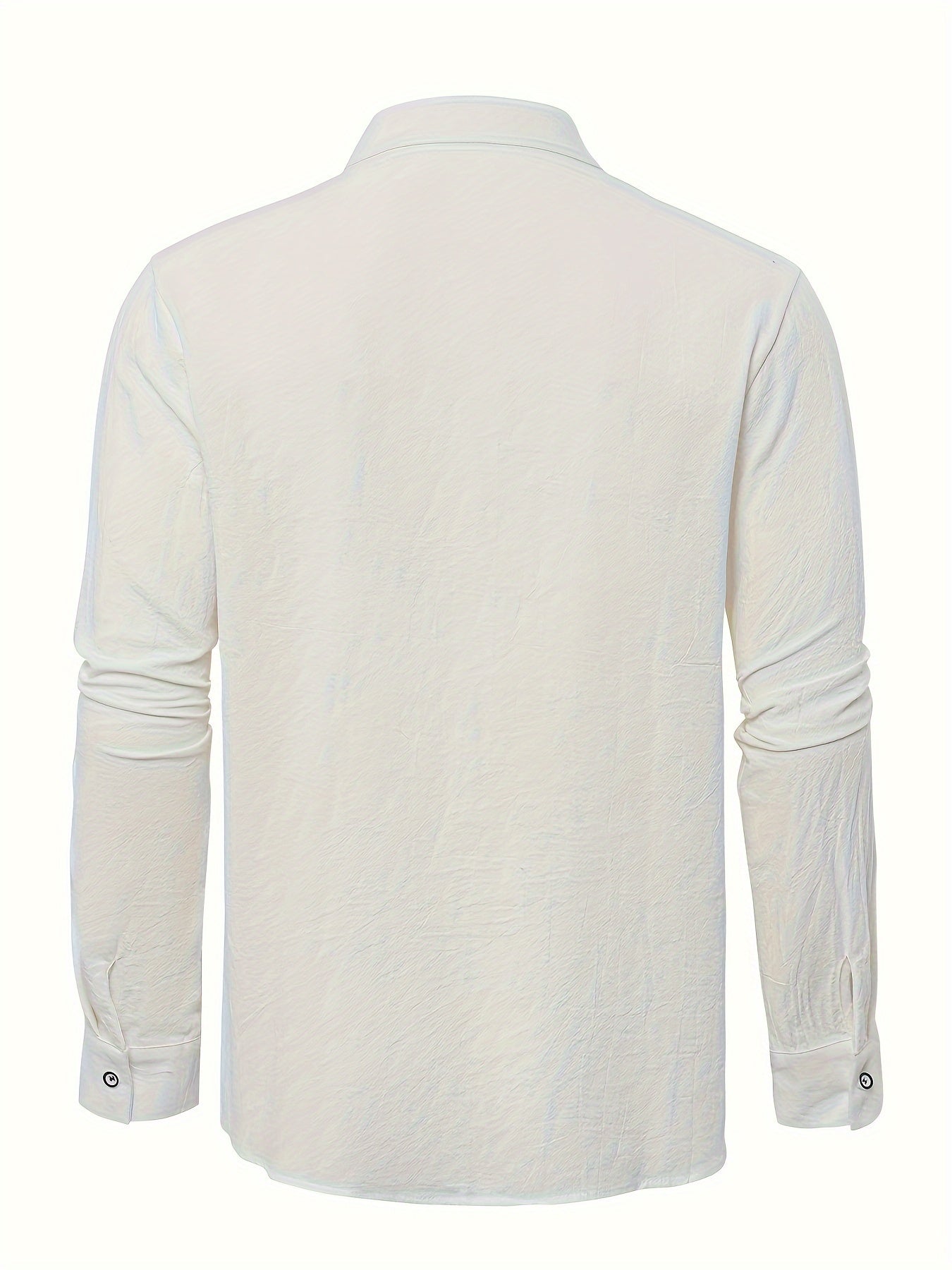Classic Design Men's Solid Color Stand Collar Long Sleeve Button Up Top Shirt, Pure Cotton Spring And Autumn Fashion Cotton Tops For Daily And Casual Outerwear