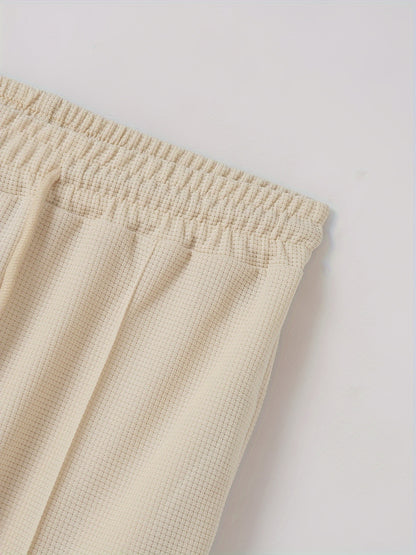 Baseball Collar Jacket and Pants Set in Waffle Fabric