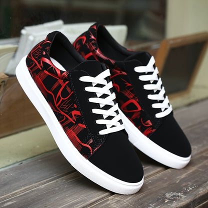 Men's Trendy Street Style Low Top Skateboard Shoes, Comfy Non Slip Lace Up Casual Sneakers For Men's Outdoor Activities