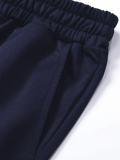 1set Men'S Casual Sports Suit, Polyester Hooded Sweatshirt and Jogger Pants Set, Solid Color, Elastic Waist, Cuffed Ankles, Knit Pullover with Pockets, Regular Fit for Outdoor Running and Jogging - Spring/Autumn Collection