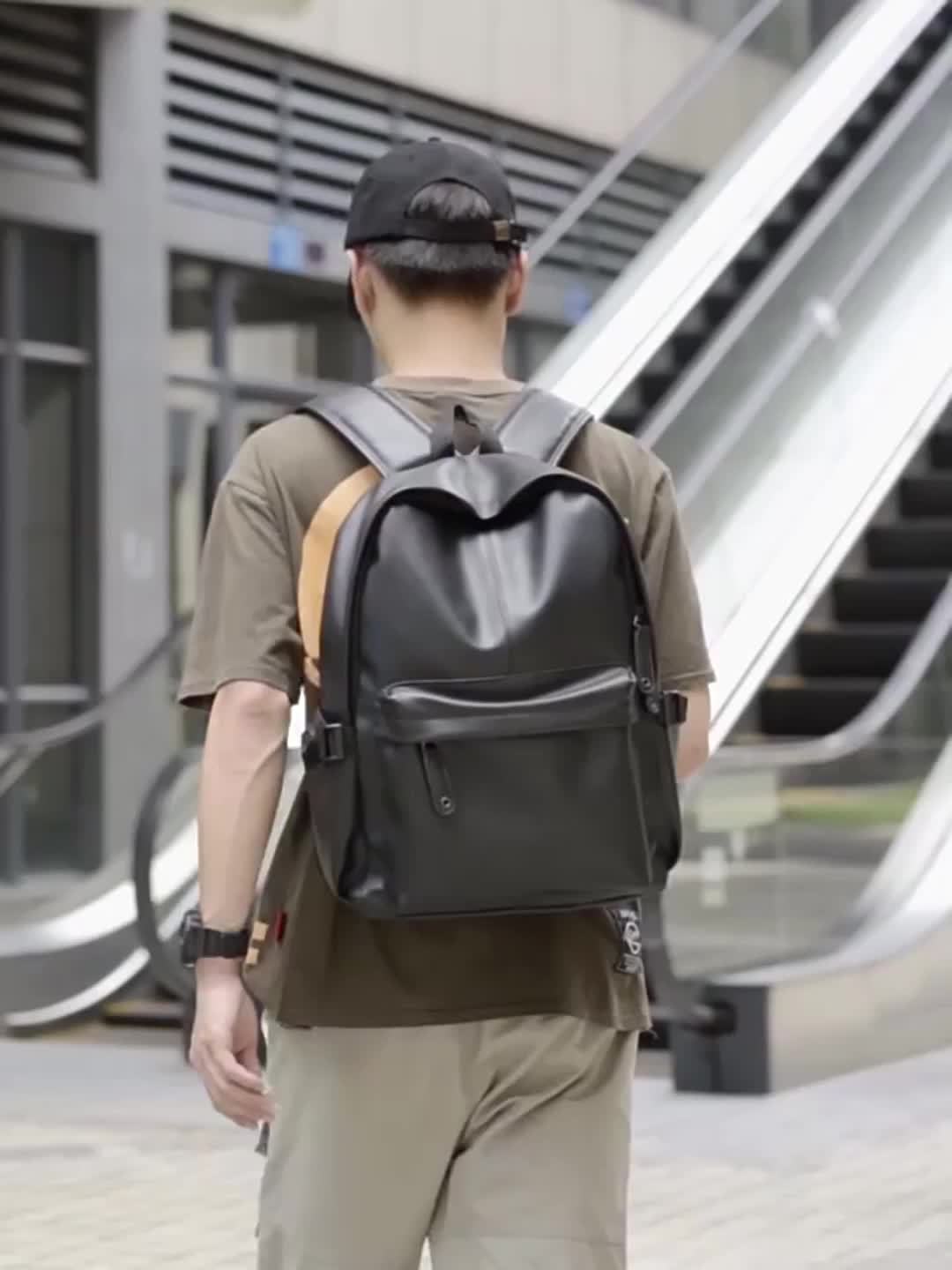 PU Men's Casual Backpack, Outdoor Travel Backpack Student School Bag