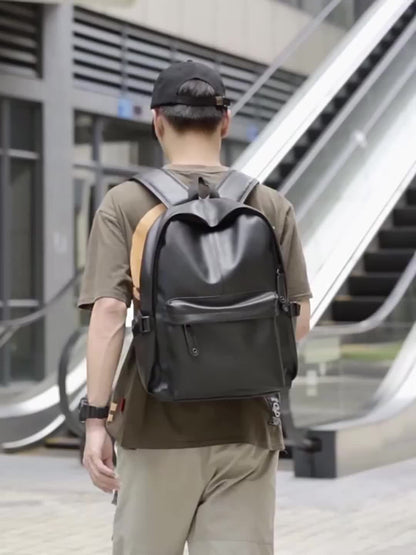 PU Men's Casual Backpack, Outdoor Travel Backpack Student School Bag