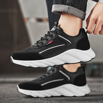 Men's Retro Sneakers - White & Green Accent Lace-Up Shoes, Cushioned PVC Sole for All-Day Comfort, Low-Top Sneakers for Gym, Office, Casual Attire - Model HX-7, Gym Footwear, Sleek Casual Style, Fabric Upper, Durable Traction